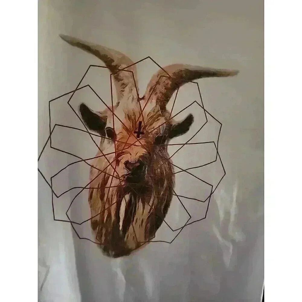Black Scale‎ Horned Goat Inverted Cross Sacred Geometry Magic Sz Small CR6 NWT